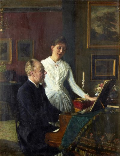 Herec Peter Jerndorff a jeho žena Amalie u klavíru od August Jerndorff