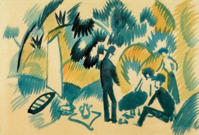 U jezera Thun piknik po plavbě od August Macke