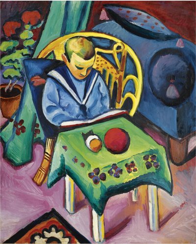 Chlapec s knihou a hračkami, 1912 od August Macke