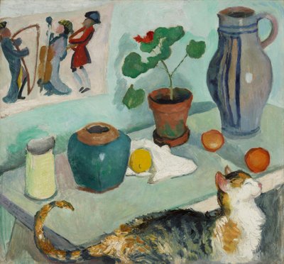 The Ghost in the House Chair: Zátiší s kočkou od August Macke