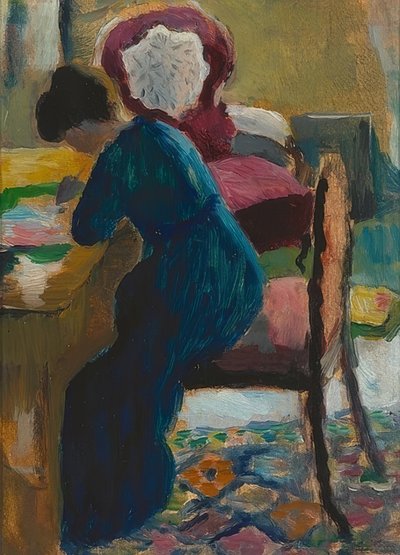Elisabeth u stolu. 1909/10 od August Macke