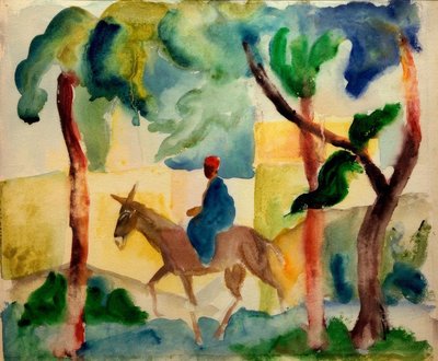 Jezdec na oslu od August Macke
