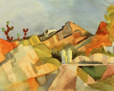 Skalnatá krajina od August Macke