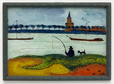 Říční krajina s rybáři od August Macke