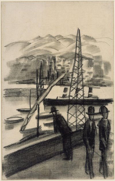 Přístav s horami od August Macke