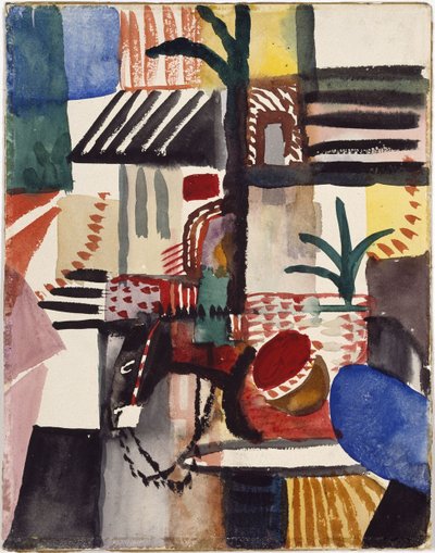 Muž s oslem Tunisko, 1914 od August Macke