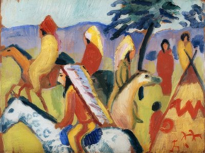Indiáni na koni poblíž stanu. 1911 od August Macke