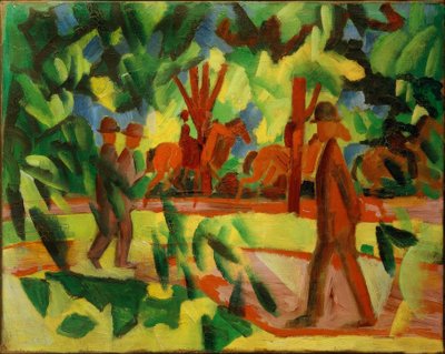 Jezdci a chodci v aleji od August Macke