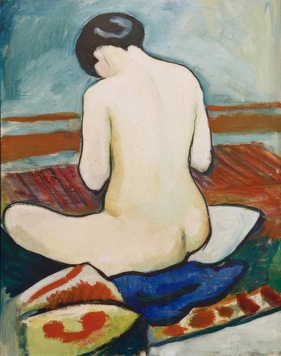 Sedící nahá s polštáři od August Macke