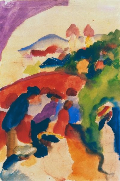 Chodci s městem od August Macke