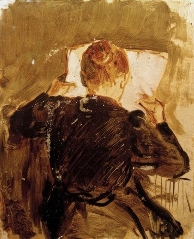 Žena čte noviny od August Macke