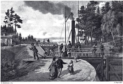Pohled na zdymadlo Juustila ve Finsku, 1873 od August Weger