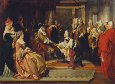 Císař Karel VI. předává čestný meč princi Eugenovi po bitvě u Bělehradu, 1865 od August Wenzel Mantler