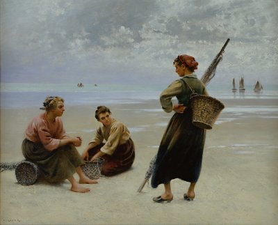 Sběrači mušlí, Bretaň (olej na plátně) od August Wilhelm Nikolaus Hagborg