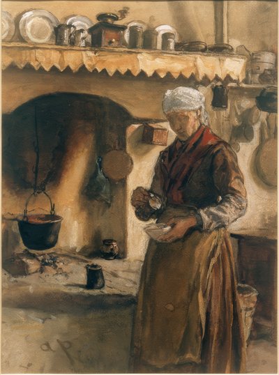 Italská rolnice u plotny od August von Pettenkofen
