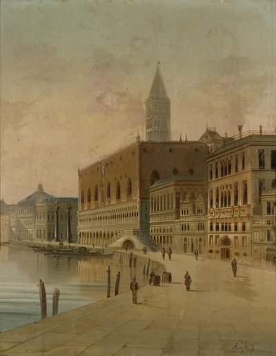 Riva dei Schiavoni Benátky od August von Siegen