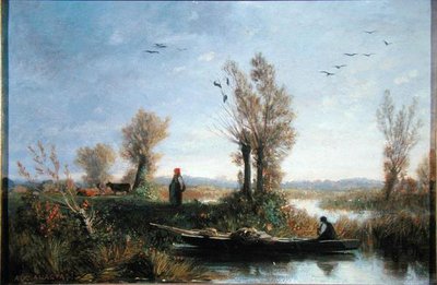 The Banks of a Canal (olej na plátně) od Auguste Paul Charles Anastasi