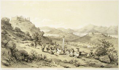 Celkový pohled na Macao, deska 11 z „Sketches of China“, vyryl Eugene Ciceri (1813-90) 1842 (tónované litho) od Auguste (after) Borget
