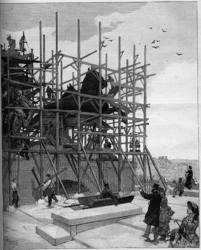 Arc de Triomphe v Paříži: současný stav stavebních prací na soše od Alexandra Falguiere (1831-1900) nebo ""Triumf republiky"" od Auguste (after) Gerardin