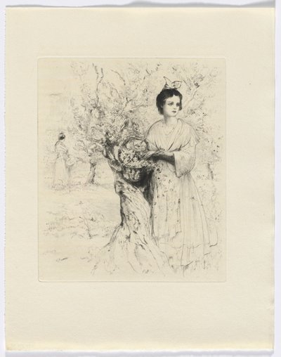 Frédéric Mistral: Frédéric Mistral: Mémoires et Recits: žena venku s košíkem květin (vloženo za str. 192) od Auguste Brouet