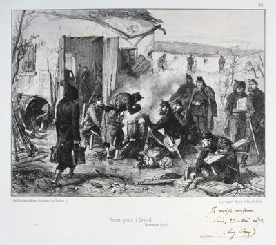 Francouzské předsunuté strážní stanoviště v Creteil, obležení Paříže, francouzsko-pruská válka, prosinec 1870 1872 od Auguste Bry