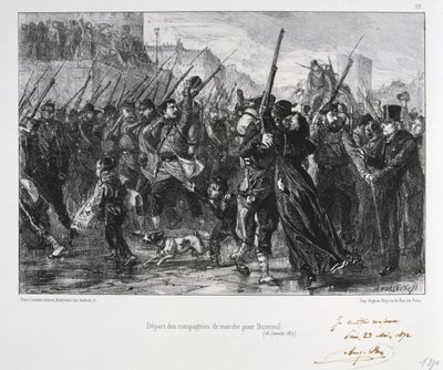 Francouzští vojáci odjíždějící do Buzenvalu, obléhání Paříže, francouzsko-pruská válka, 18. ledna 1871 1872 od Auguste Bry
