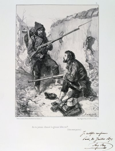 V zákopech, obléhání Paříže, francouzsko-pruská válka, 1870-1871 1871 od Auguste Bry