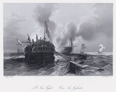 A Sea Fight (rytina) od Auguste Etienne Francois Mayer