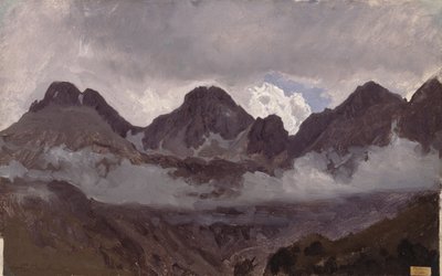 Hory s mlhou, polovina 50. let 19. století (olej na papíře na plátně) od Auguste Francois Bonheur