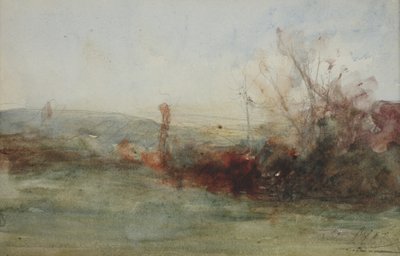 Krajina, asi 1853-65 (akvarel na papíře) od Auguste Francois Ravier