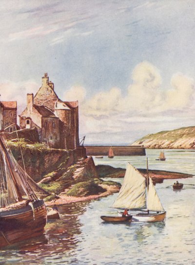 Francie: Le Port Du Conquet (barevná litografie) od Auguste Gerardin
