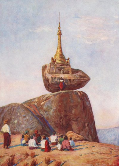 Pagoda Sampan, Barma (barevná litografie) od Auguste Gerardin
