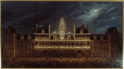 Osvětlení Hôtel de Ville na Den krále 1. května od Auguste Jean Simon Roux