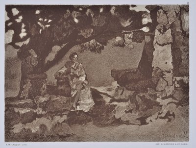 Žena u studny (kresba) od Auguste Lauzet