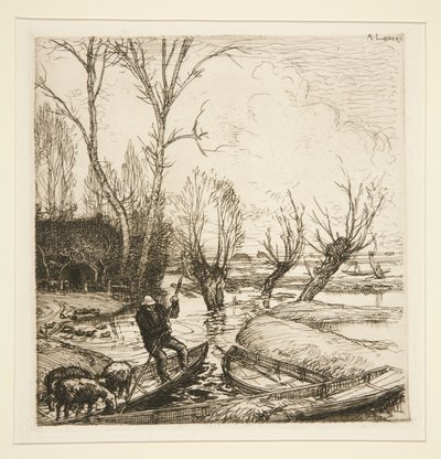 U zatopené bažiny - Pastýř (The Flooded Marais - The Shepherd) od Auguste Lepere