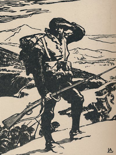 Alpský lovec sleduje Rýnskou nížinu, 1919 od Auguste Louis Lepère