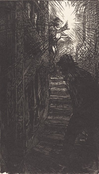 Vyřezávané schodiště rue Boutebrie, vydáno 1901. od Auguste Lepere