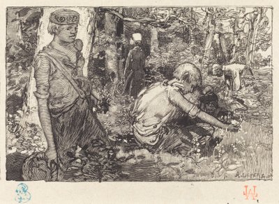 Sběr májové lilie (La cueillette du muguet) od Auguste Lepere
