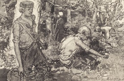 Shromáždění májové lilie La cueillette du muguet, 1908. od Auguste Lepere
