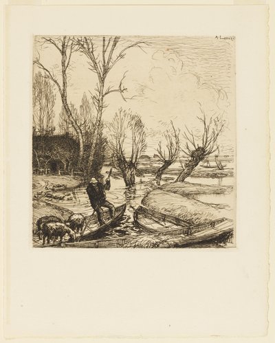 In the Deluged Marsh - The Shepherd (Au marais inonde - Le berger) od Auguste Lepere