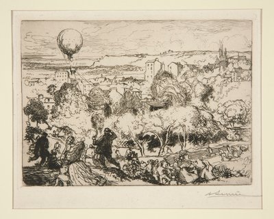 Padající balón, v Pr?-Saint-Gervais (The Falling Balloon, in Pre-Saint-Gervais) od Auguste Lepere