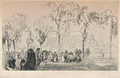 Notre Dame při pohledu z Quai Montebello, 1915 od Auguste Louis Lepère
