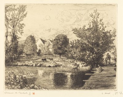 Starý most pro pěší, Banks of the Small Morin (Vieille passerelle, bords du petit morin) od Auguste Lepere