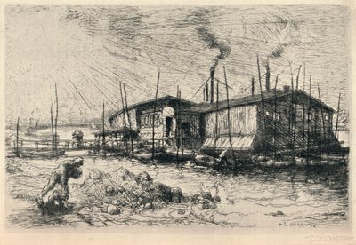 Staré mycí lodě v Grenelle, 1915 od Auguste Louis Lepère