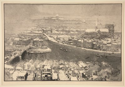 Paříž pod sněhem, ode dneška sv. Gervais (Paříž pod sněhem, při pohledu z vrcholu St. Gervais) od Auguste Lepere