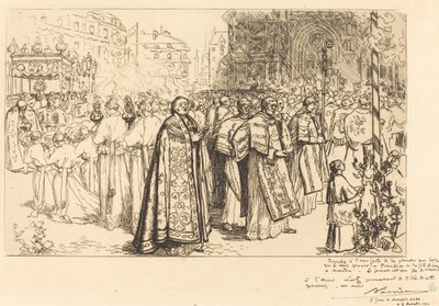 Návrat průvodu do katedrály v Nante (Rentree de la Procession a la Cathedral de Nantes) od Auguste Lepere