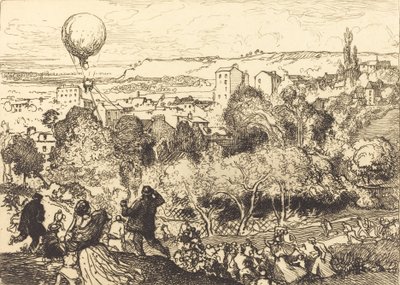 Padající balón, v hrobce Lebaloon qui Pre-Saint-Gervais, v Pre-Saint-Gervais, 1910. od Auguste Lepere