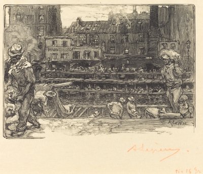 Vykládka, Canal St. Martin od Auguste Lepere
