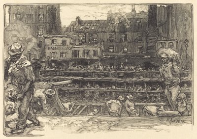 Vykládka, Canal St. Martin Vykladače sádry, Canal Saint-Martin, 1890. od Auguste Lepere