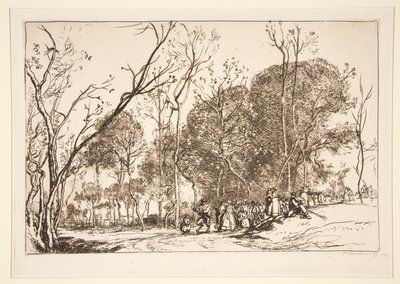 ?t? de la Saint-Martin, la noce qui passe (Léto Saint-Martin, minulé svatby) od Auguste Lepere